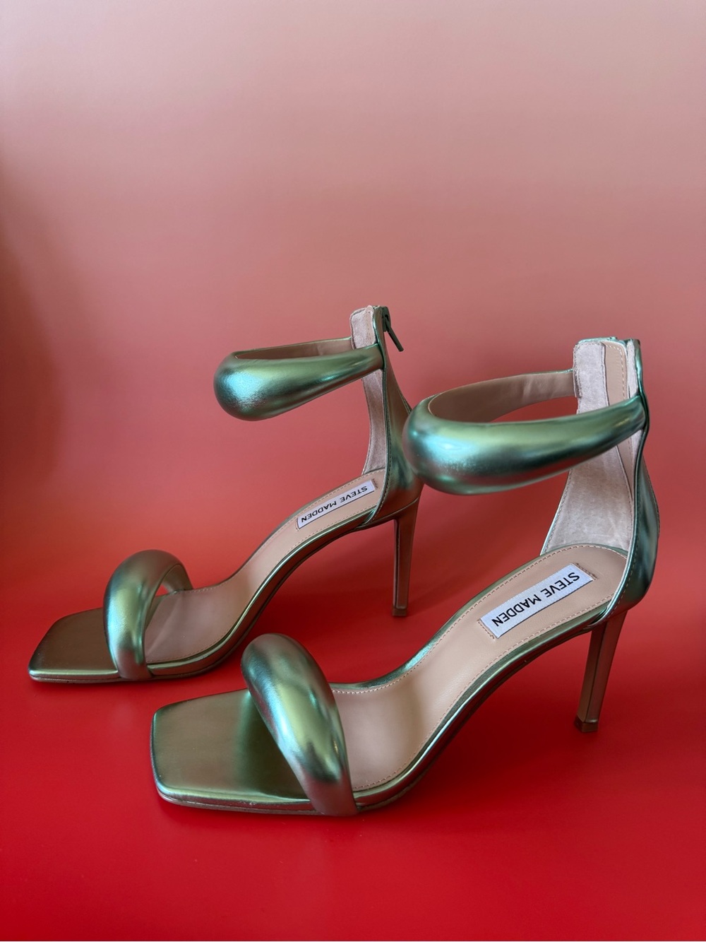 Steve Madden Partay Heels in Metallic Green 7.5